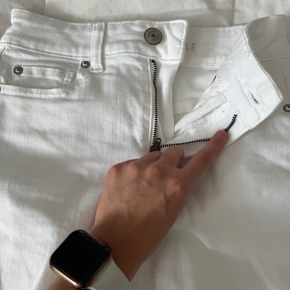AE Stretch High-Waisted Perfect Denim Mini Skirt WHITE SIZE 00 - Picture 14 of 14
